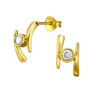 14K Gold Vermeil Cubic Zirconia Half Hoop​